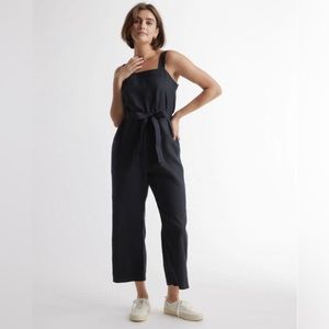 COPY - Quince Women’s Black Linen Jumpsuit sz XL NWT Sleeveless Square Neck Bel…